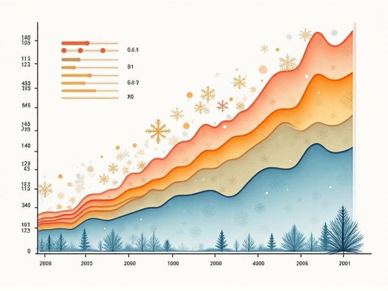 A detailed infographic showing upward and downward trend lines across four seasonal quadrants, featuring icons like sunglasses for summer and snowflakes for winter, with warm-to-cool color transitions, illustrating annual consumer demand fluctuations.
